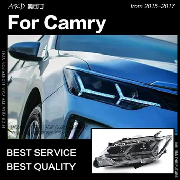 AKD Araba Styling Toyota Camry için V55 LED Far 2015-2017 Yeni Camry LED DRL Hıd Kafa Lambası Melek Göz Bi Xenon Aksesuarları