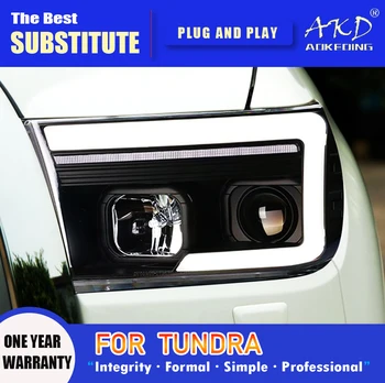 AKD Kafa Lambası Toyota Tundra için LED Far 2007-2013 Farlar Tundra DRL Dönüş Sinyali Yüksek ışın Melek Göz Projektör Lens