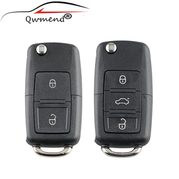 Akıllı Araba Anahtarı Kabuk 2/3 Düğmeler Araba Çevirme Anahtarı Fob Vaka Volkswagen Vw Jetta Golf Passat Beetle Skoda Koltuk Polo B5