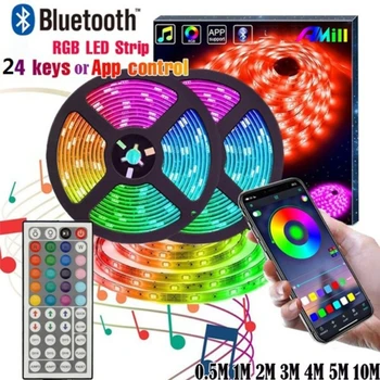 Akıllı led ışık şeridi Bluetooth APP Aydınlık Müzik Sync Dekorasyon Oturma Odası için 5050 Şerit Aydınlatma Lambası Noel
