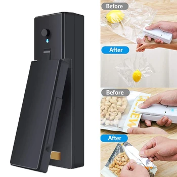 Akıllı USB Şarj Edilebilir gıda mühürleyen 2 İn1 Mini ısı Mühürleyen kesici Bıçak Taşınabilir Mühürleyen gıda saklama çantası klip araçları