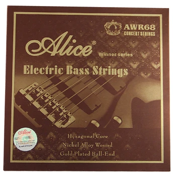 Alice Kazanan AWR68 Elektrik Bas dizeleri Altıgen Çekirdek Nikel Alaşım Yara Altın Kaplama Top-End 4-Strings 5-Strings