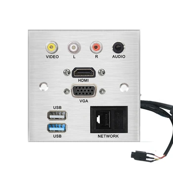 Alüminyum alaşım Kaynak ücretsiz uzatma kablosu soket paneli VİDEO L R SES HDMI VGA USB AĞ yama kurulu bağlayıcı