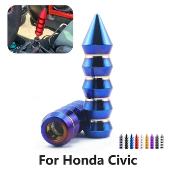 Alüminyum Mermi Şekli Mavi Yanan Vites Topuzu Honda Civic İçin Çivili Sivri Manuel Şanzıman Vites Kolu Topuzu