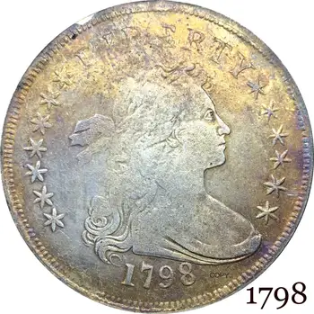 Amerika Birleşik Devletleri Sikke 1798 Liberty Dökümlü Büstü Bir Dolar Küçük Kartal Cupronickel Gümüş Kaplama Kopya Paraları