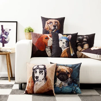 Amerika Portre Güzel Köpek Yastık Örtüsü Boyama Bulldog Yastık Ev Dekoratif kanepe yastığı