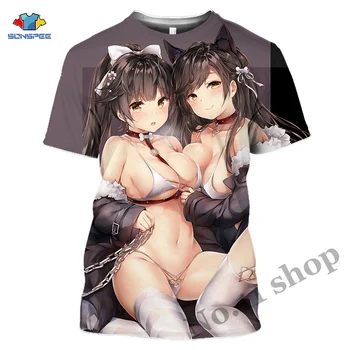 Anime 3D Baskı Komik T Shirt Erkek Kadın Azur Lane Moda T-Shirt Oyunu Seksi Çocuklar Harajuku Üstleri Komik Gömlek Homme Tee gömlek