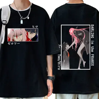 Anime Sevgilim Franxx İçinde Erkekler Kadınlar Casual kısa kollu tişört Harajuku Sıfır İki Hıro Hip Hop Üst Çift T-shirt Büyük Boy