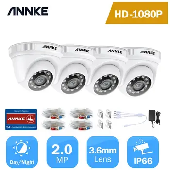 ANNKE 4 ADET 1080P gözetim kameraları 2MP IP66 Su Geçirmez Kapalı Açık güvenlik kamerası Kiti 30m Gece Görüş Akıllı IR Dome Kamera