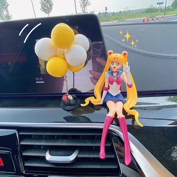 Araba Aksesuarları Anime Sailor Moon Güzel Kız Aksiyon Figürü Süsler Balon Oto İç Hava Çıkış Dekorasyon Kız Hediyeler