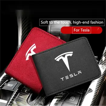 Araba Belgeleri saklama çantası Süet Cüzdan Tesla Modeli 3 Model X Model S Y Logo KİMLİK Kartı Sürücü lisans sahibi Organizatör Çantası