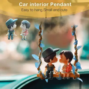 Araba Dekorasyon Sevimli Karikatür Çiftler Salıncak Figürü Figürler dikiz aynası Süs Oto İç Dashboard Aksesuarları