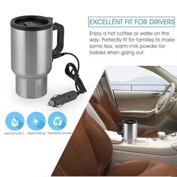Araba fincan şişe 12 V 450 ml çay kahve su ısıtıcı ısıtma aracı fincan elektrikli su ısıtıcısı termal araba çakmak ısıtıcı sürüş