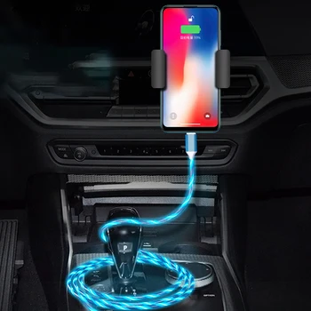 Araba LED Işıklı mikro usb C Tipi şarj kablosu Renkli Cep Telefonu Sürücü Şarj Cableluminescent 3 Kafa Şarj Aksesuarları
