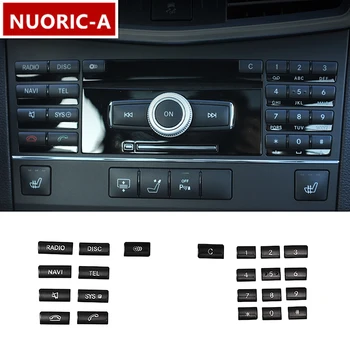 Araba Styling Konsolu CD Paneli Düğmeler Dekoratif ayar kapağı Çıkartmalar Siyah Mercedes Benz E C Sınıfı W212 W204 CLS GLK X204