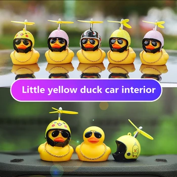 Araba Süsler Sevimli Lastik oyuncak ördekler Çocuk Oyuncakları Kask Sarı Ördek Tutkal Pervane Bebek Köpekbalığı Oyuncak Banyo Oyuncak Oto Aksesuarları