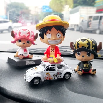 Araba Süsler Süslemeleri Sevimli Luffy Anime Karikatür Araba Dekorasyon Bahar Sallayarak Kafa Bebek Araba İç Dekorasyon Aksesuarları