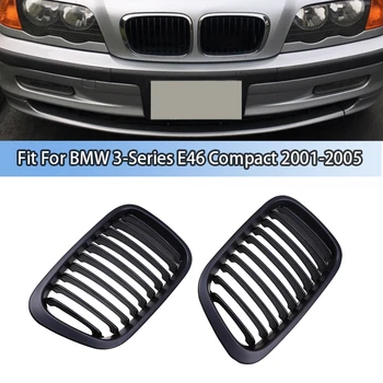 Araba Yarış İzgaralar Böbrek Grille ABS BMW 3 Serisi E46 Kompakt 2001 2002 2003 2004 2005 Ön Kaput tampon ızgarası Aksesuarları