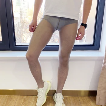 Artı Boyutu Erkekler Seksi Parlak Külotlu Çorap Süper Elastik Parlak Çorap Şeffaf Tayt Erkek Külotlu Çorap Erotik İç Çamaşırı Parti Kulübü