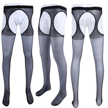Artı Boyutu Unisex erkek Sissy Crotchless Külotlu Çorap Yan Açık Crotch Askı Tayt Çorap Erkekler ve Kadınlar için İç Çamaşırı
