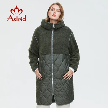 Astrid 2022 kadın sonbahar kış ceket taklit Kürk üstleri Moda dikiş aşağı ceket Kapşonlu Boy parkas Kadın ceket AM-7542