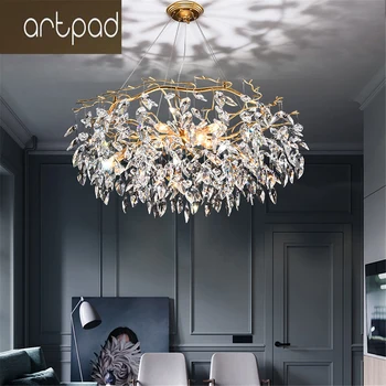 Avrupa lüks altın oturma odası avize kristal K9 avize fikstürü yatak odası yemek odası için G9 parlaklık tavan ışıkları
