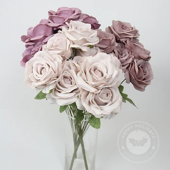Avrupa Retro Gül Pembe İpek Şakayık yapay çiçekler Buket 10 Kafa Ucuz Sahte Çiçekler Ev Düğün Dekorasyon için Kapalı