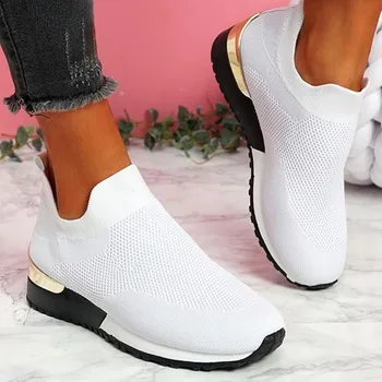Ayakkabı Çorap Kadın 2022 Moda Örgü Platformu spor ayakkabılar Kadın vulkanize ayakkabı Nefes Düz rahat ayakkabılar Zapatos Mujer
