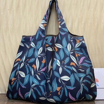 Ağır Yeni Baskılar Katlanabilir Alışveriş Çantaları Kullanımlık kadın Çanta omuz çantaları Bakkal Torbaları Büyük 50 Pound Saklama Torbaları