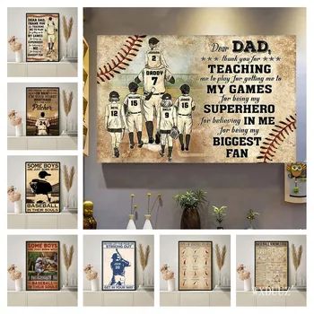 Babalar Günü Bazı Çocuklar Sadece Doğan Beyzbol Posteri Kişiselleştirilmiş Beyzbol Hayat Dersleri Asla Pes Tuval Poster Sanat