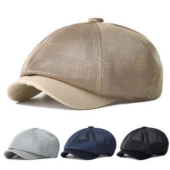 Bahar Yaz Örgü Nefes Newsboy kapaklar Rahat Açık Retro Bere Şapka Sekizgen şapka Moda Katı Düz Kapaklar Yeni