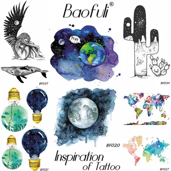 BAOFULİ Çocuk Vücut Sanatı Kol Galaxy Geçici Dövme Suluboya Gezegenler Yıldızlı Yıldız Dövmeler Çocuklar Yılbaşı Hediyeleri Dövme Etiket