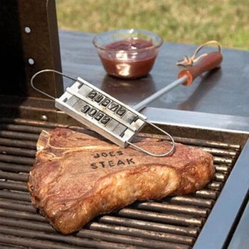 BARBEKÜ Et Markalaşma Demir Değiştirilebilir Harfler ile Kişiselleştirilmiş Barbekü Biftek İsimleri Basın Aracı Izgara için