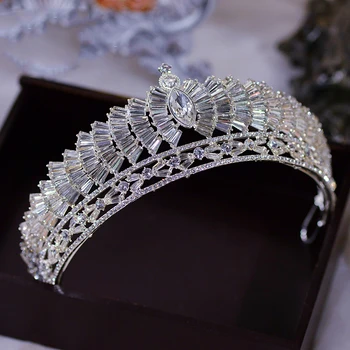 Barok Lüks Köpüklü Temizle Kristal Gelin Tiaras yapay elmas taç Pageant Diadema Collares Kafa Bandı Düğün saç aksesuarları