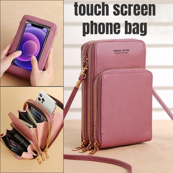 Bayanlar Dokunmatik Ekran cep telefonu cüzdanı Akıllı Telefon Cüzdan PU Deri Omuz Askılı Çanta 2022 Kadın Çantası Moda Cep cüzdan
