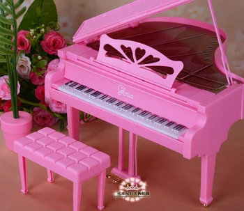 Bebek aksesuarları mobilya simülasyon pembe piyano barbie bebek oyuncak dıy oyun setleri çocuk kız doğum günü hediyeleri