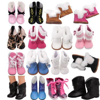 Bebek Ayakkabıları Noel Parlak Süet Çizmeler 43Cm Yenidoğan Ve 18 İnç amerikan oyuncak bebek Kız Doğum Günü Festivali Hediyeler