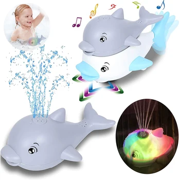 Bebek banyo oyuncakları Sprey Su Duş Banyo oyuncakları Çocuklar için Elektrikli Dophin Balina banyo topu ile hafif müzik led ışık oyuncaklar hediye