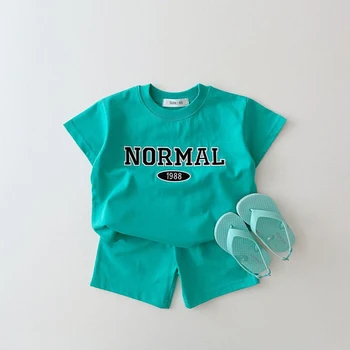 Bebek Kız Erkek Kıyafet Suit Pamuk Nakış Çocuk Giyim Seti Toddler Spor Tshirt Çocuklar Üstleri Şort Pantolon 2 Adet Set Yaz