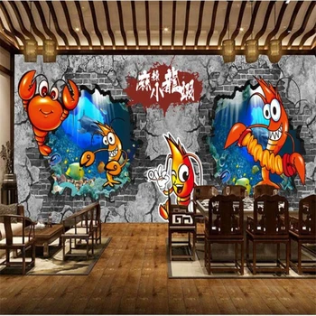 beibehang Özel 3D duvar kağıdı el-boyalı baharatlı kerevit deniz ürünleri restoran takım duvar kağıtları ev dekor 3d papel de parede