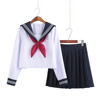 Beyaz Kız Öğrenci JK Üniforma Japon Sınıf Donanma Denizci Okul Üniformaları Öğrenciler Kızlar İçin Giysi Anime COS Denizci Donanma Takım Elbise