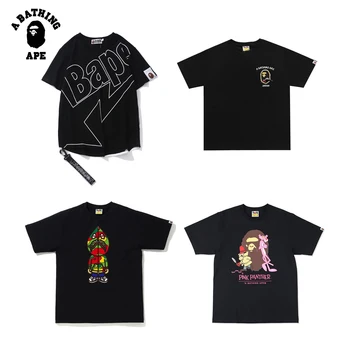 Bir Banyo Maymun saf pamuk Hip Hop T Shirt Bape Harajuku Erkek Yaz Moda Kısa Kollu Giyim Gömlek 2022