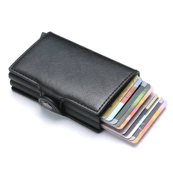 BISI GORO RFID Engelleme Anti-hırsızlık Kredi kart tutucu akıllı cüzdan Erkek Kadın Çift Kutu Alüminyum kimlik kartı Tutucu cüzdan çanta