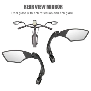 Bisiklet Dikiz Aynası 360 Rotasyon Ayarlanabilir HD Anti-Şok Cam Lens Bisiklet Temizle Gidon Sol Sağ Aynalar
