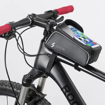 Bisiklet Çantaları bisiklet iskeleti dokunmatik Ekran Çanta Kılıfı Su Geçirmez Ön Tüp şasi çantası Telefon Kılıfı Bisiklet Bisiklet Aksesuarları