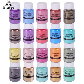 Biutee 20 Renk Mika Glitter Heykel Tozu pigment seti İle Organize Sedefli İnci Parlaklık Sabun Yapımı / banyo bombası