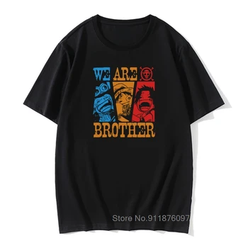 Biz Kardeşler T Gömlek Erkekler Japonya Anime Tshirt Tek Parça Luffy Ace Yaz Pamuk Yuvarlak Yaka Tops & Tees Grafik avrupa tişört