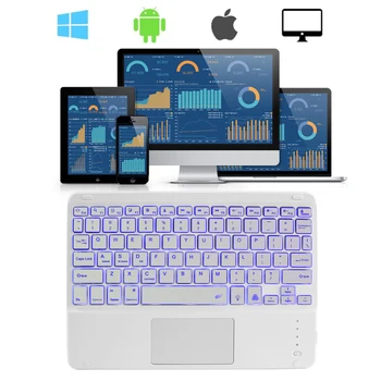 Bluetooth 3.0 dokunmatik panelli kablosuz klavye Şarj Edilebilir 78 Tuşları İnce Arkadan Aydınlatmalı RGB Klavye Windows Mac Laptop İçin İpad Apple