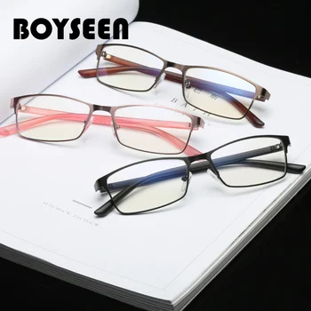 BOYSEEN Metal Gözlük Çerçevesi Moda Yarım Jant Bilgisayar Temizle Reçete Miyopi Optik Gözlük Çerçeveleri Erkekler İçin Basit Style02