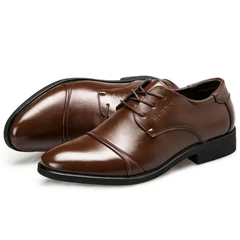 Boyutu 38-48 Erkek deri ayakkabı İş Elbise Ayakkabı Tüm Maç rahat ayakkabılar Şok Emici Ayakkabı Aşınmaya Dayanıklı Düğün Ayakkabı